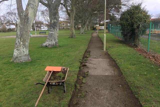 This path in Hayling Park is due to be widened so cyclists can use it as well as pedestrians