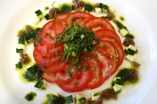 Tomato and lovage salad.