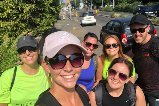 Stride, a Portsmouth recruitment firm, on their fundraiser
From left to right: Charlie Hall, Sophie Atkinson, Sam Jennings, Charlotte Northam (yellow top), Bethany Hollis (black top), Mark Nagle