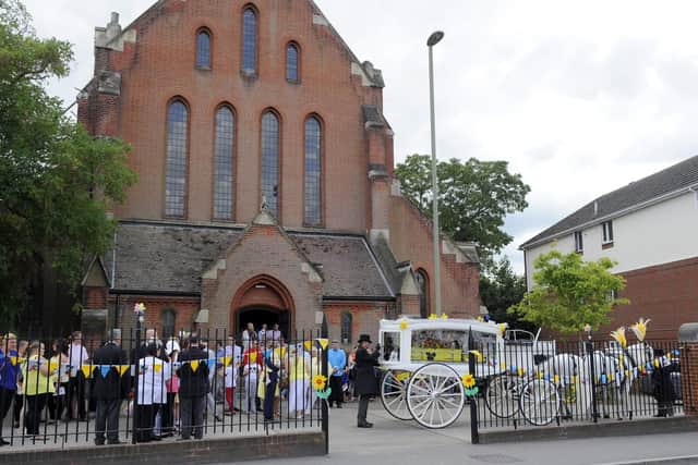 The scene of Leo Burton's funeral in Gosport yesterday. Picture: Malcolm Wells