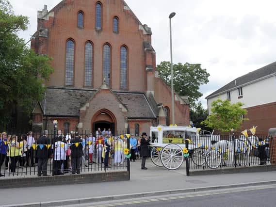 The scene of Leo Burton's funeral in Gosport yesterday. Picture: Malcolm Wells