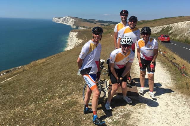 Simon Tier with riders on the Isle of Wight for The Brain Tumour Research Randonnee