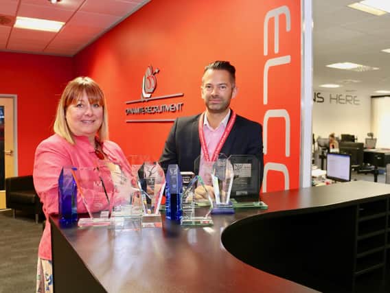 Karen Tyrrell, Client & Communications Manager at Lakeside North Harbour with Matt Fox, Managing Director at Dynamite Recruitment