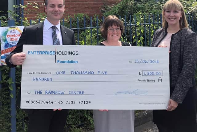 Karl Lord, from Enterprise, Sarah Hudson, corporate fundraiser at The Rainbow Centre and Vicky Hart, head of marketing at Hendy Group