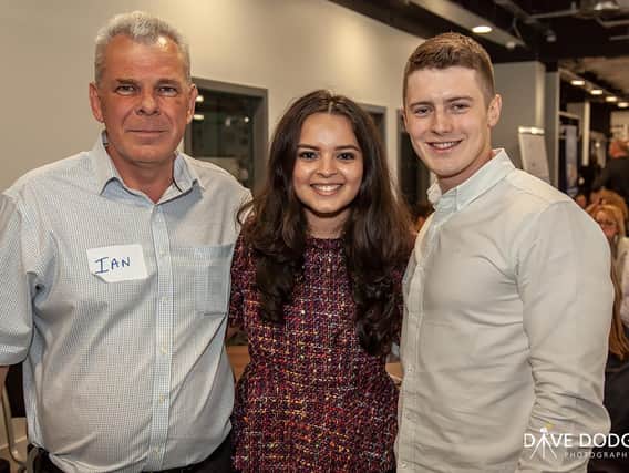 Linkedinlocal Portsmouth hosts: from left to right: Ian Gribble, Alexandra Galviz one of the linkedinlocal co-creators and guest speaker, and Carl Hewitt