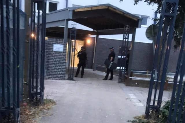 Police outside Wilmcote House on Friday night