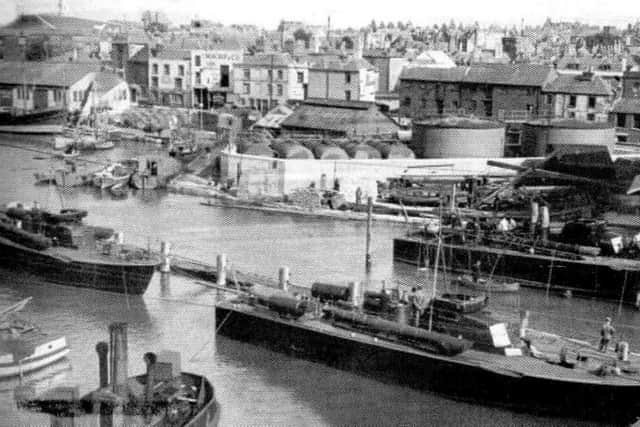 The Camber, Old Portsmouth. Two motor torpedo boats ready for fitting having just been built by Vospers. Picture: Mike Nolan.