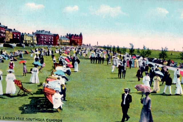 When ladies and gentlemen dressed to go for a stroll. A summer's day at Ladies Mile, Southsea Common. Picture: Ellis Norrell Collection