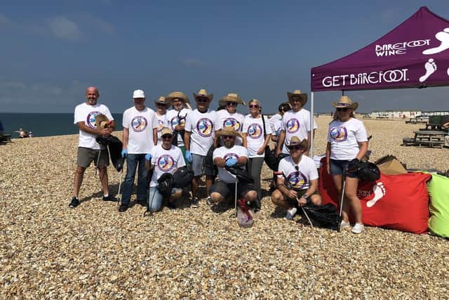 Volunteers on a beach clean at Selsey organised by Bunn Leisure