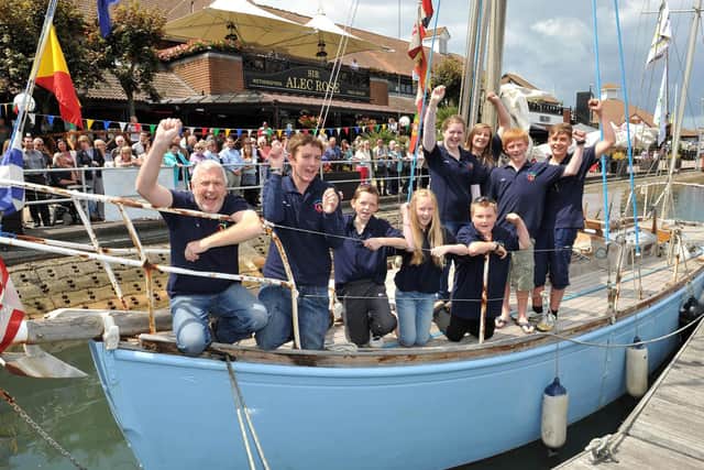 Alan Priddy brings Lively Lady into her new home berth at Port Solent Marina in 2011