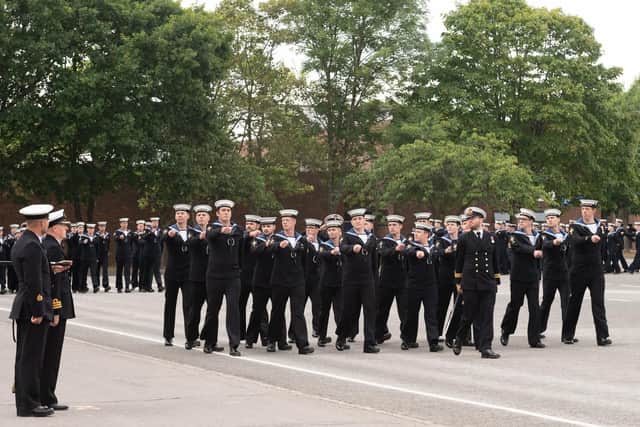 The pay rise will come into effect in September. Pictured are sailors from HMS Collingwood during the naval base's ceremonial divisions event last week. Photo: Keith Woodland