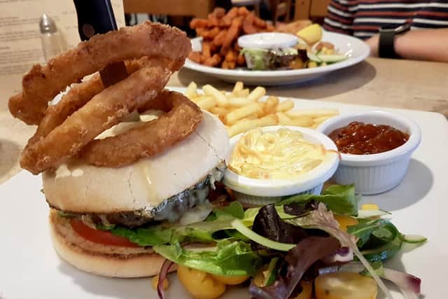 A burger at The Hunters Inn, Swanmore
