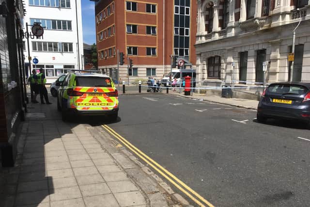 Police have cordoned off part of Hampshire Terrace after an altercation earlier today. Picture: Steve Deeks