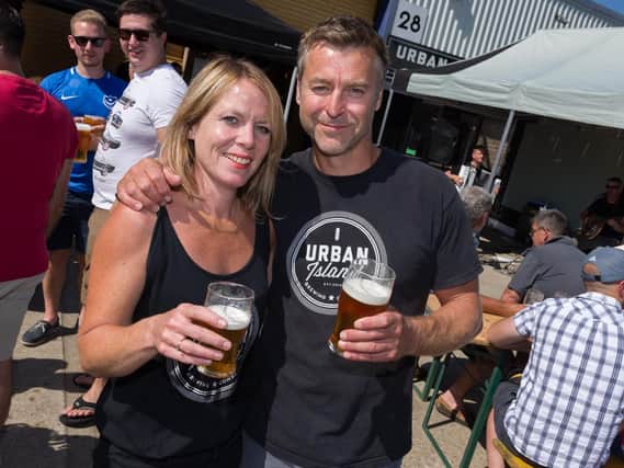 Urban Island brewery held an open day featuring live music and a barbecue. Brewery owner Hayley Wise with husband Guy.