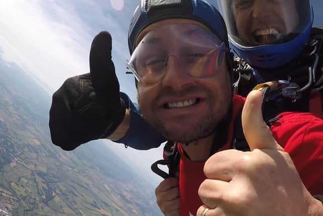 Dad-of-two Rhys Meale, 44, from Copnor, on his skydive for the Diabetes Research and Wellness Foundation
