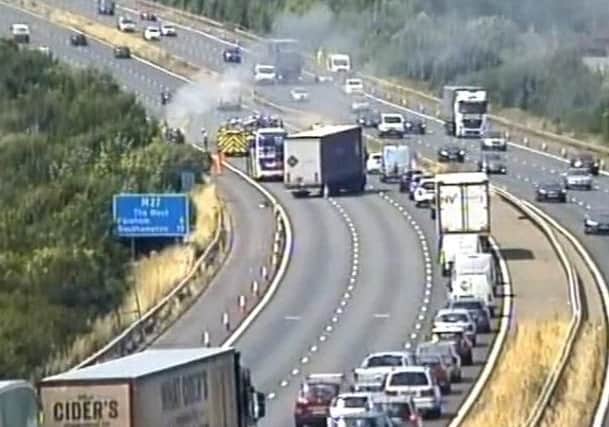 A fire has broken out on the M27. Picture: Highways England