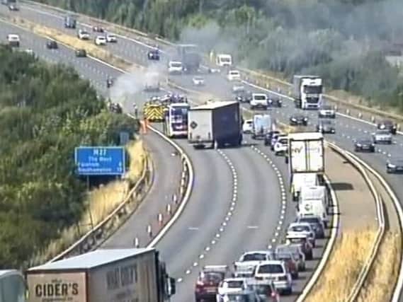 A fire has broken out on the M27. Picture: Highways England