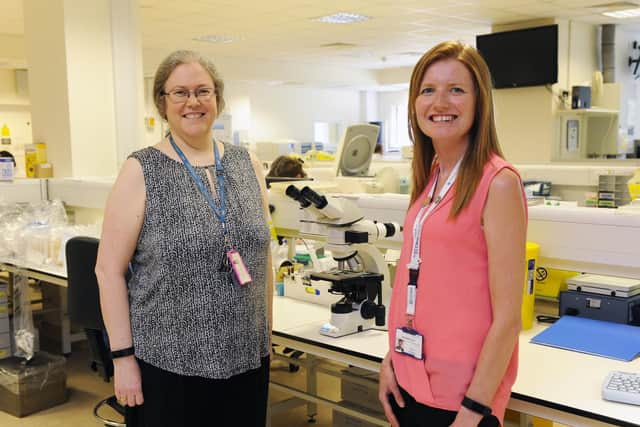 Operations Manager Allyson Lloyd with Kelly Bicknell a Clinical Scientist. Picture: Malcolm Wells