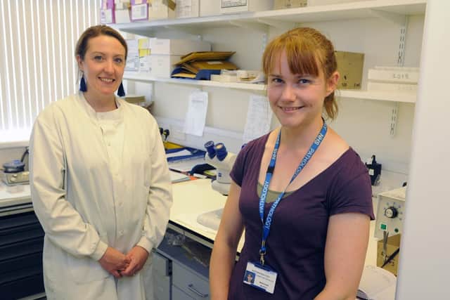 Senior Biomedical Scientist Susan Kenward with Dr Marianne Mason Consultant Histopathologist. Picture: Malcolm Wells