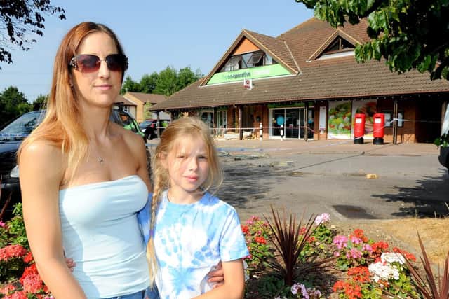 Gemma Barthaud, 38, with her daughter Keira, nine, who live just behind the Co-op in Godwin Crescent and heard the noise.
Picture: Sarah Standing (180576-9648)