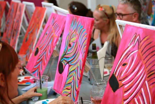 Colourful zebras galore at the Paint Chill Co's event at Rosie's Vineyard