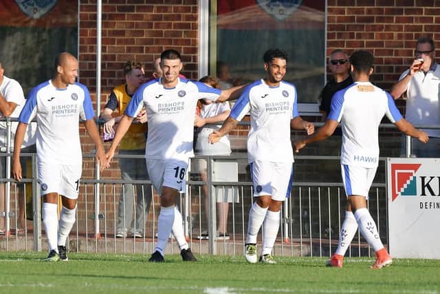 Theo Lewis scored for the Hawks against AFC Wimbledon. Picture: Neil Marshall