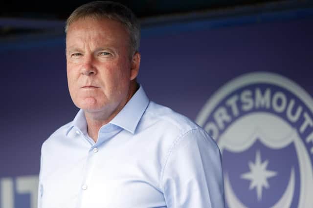 Pompey boss Kenny Jackett watches today's game at Fratton Park Picture: Ben Queenborough