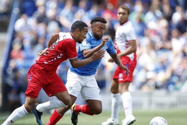 Pompey defender Nathan Thompson in action against FC Utrecht. Picture: Ben Queenborough
