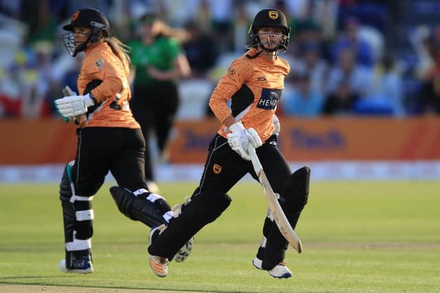 Danni Wyatt, right, struck 39 from 29 balls, including seven fours