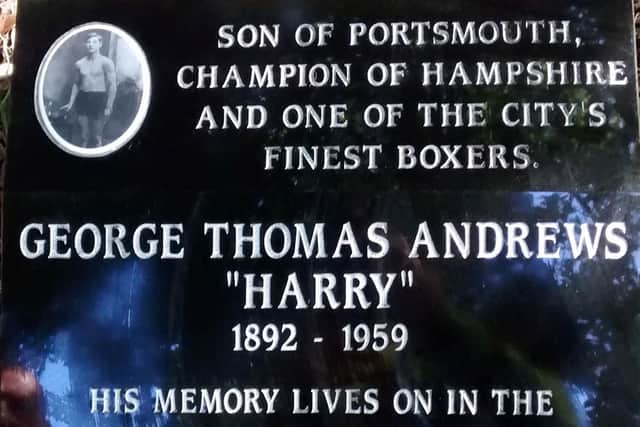 The headstone of Harry Andrews one of Portsmouth's finest boxers. Picture: Andrew Fairley
