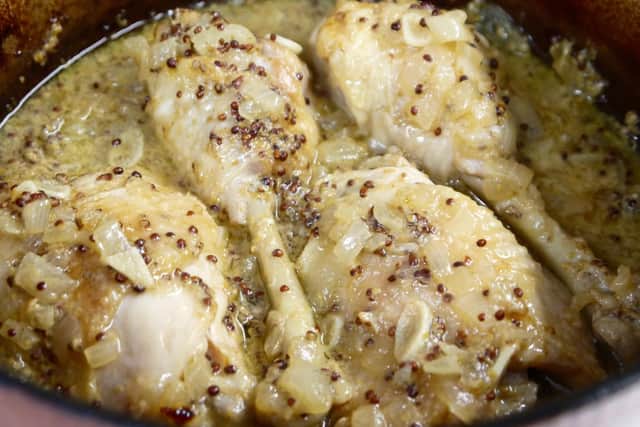 Summer braised chicken with baby gem