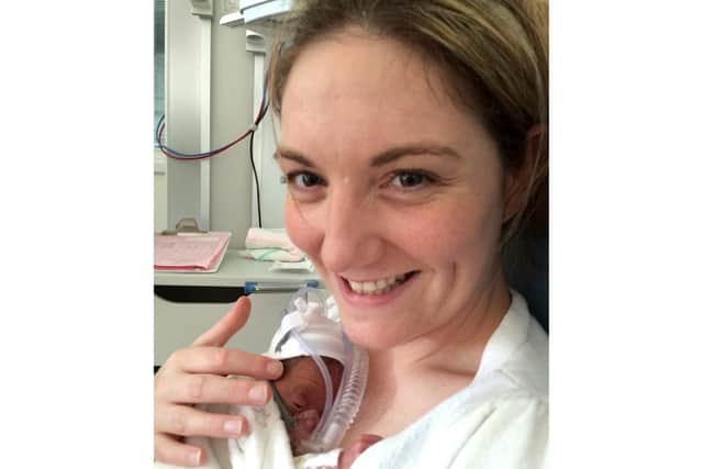 Sarah Davies and her daughter Hope, who was born prematurely at 25 weeks