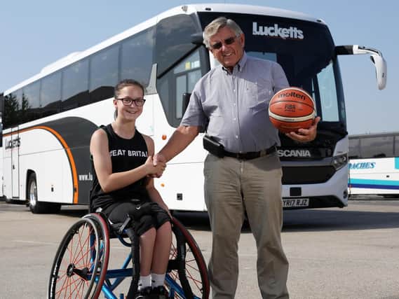 Lucketts Travel have announced a sponsorship deal with Great Britain wheelchair basketball player Maddie Martin, 14. She is pictured at Lucketts in Broadcut, Fareham, with Lucketts Travel chairman David Luckett