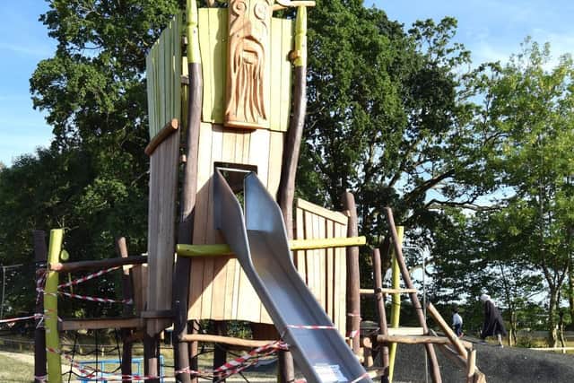The taped off play equipment in Fareham that has been damaged
