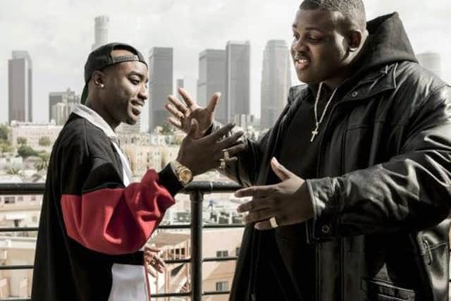 A still from Unsolved, A Netflix show about the murders of rappers Tupac and Biggie Smalls