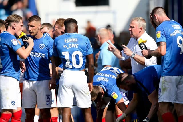 Kenny Jackett addresses his players during a stop in play during today's game Picture: Andrew Fosker