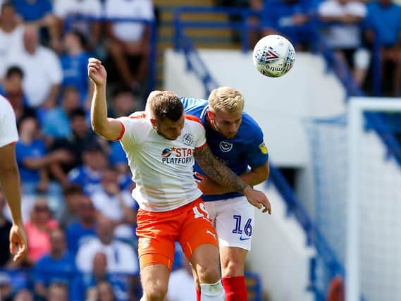 Pompey defender Jack Whatmough in action against Luton yesterday Picture: Andrew Fosker