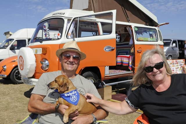 Pete and Kim Scaddan and 'Stan' from Portsmouth at the Beach Dubbin' event Picture: Ian Hargreaves
