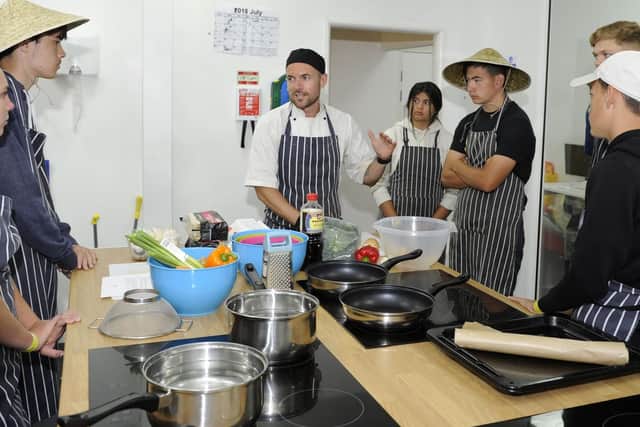 Chef Keith McAllister talks to the students