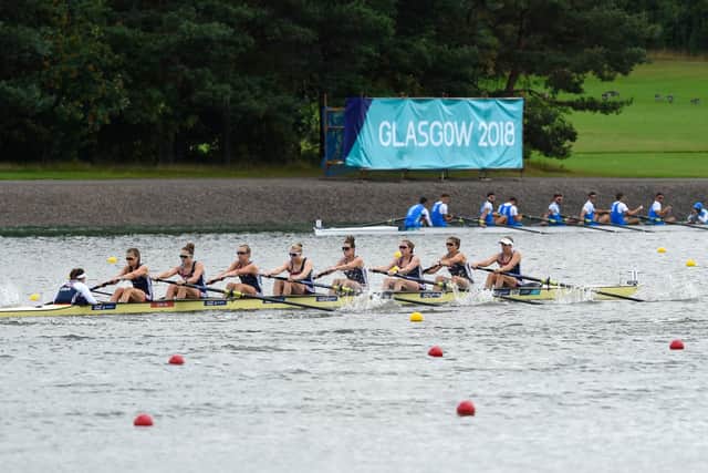 Rebecca Girling in the Great Britain women's eight race in Scotland at the European Championships. Picture: Ian Rutherford/PA Wire