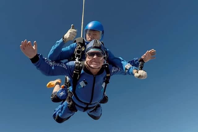 Sydney Crossland during his skydive he did for his 100th birthday.