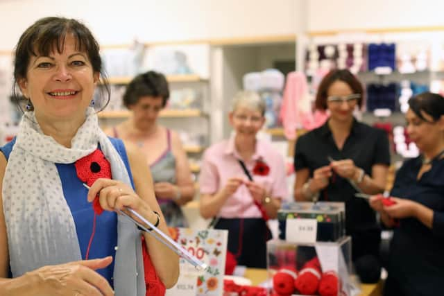 Elizabeth Caush at a knit-in at Knight and Lee department store, Southsea Picture: Chris Moorhouse