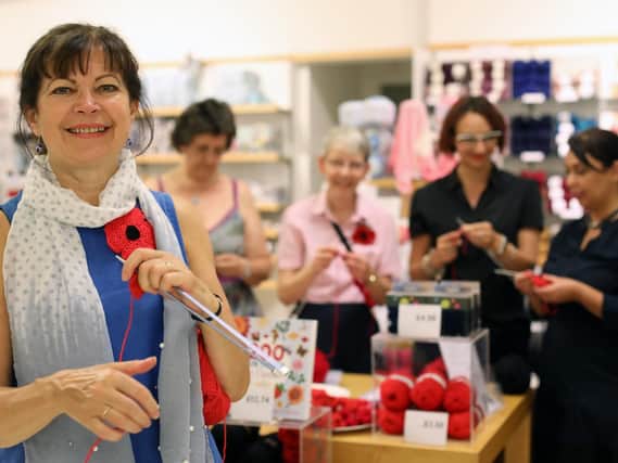 Elizabeth Caush at a knit-in at Knight and Lee department store, Southsea Picture: Chris Moorhouse