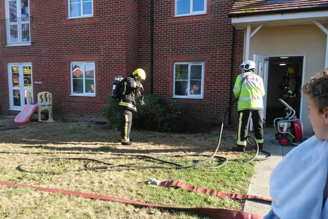 Firefighters at the flat in Portchester on August 8