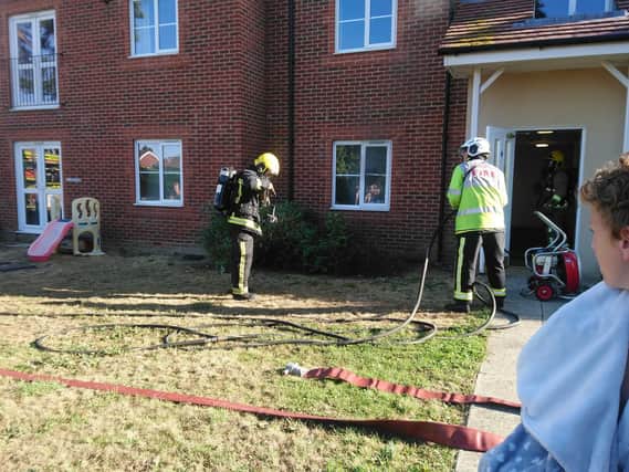 Firefighters at the flat in Portchester on August 8
