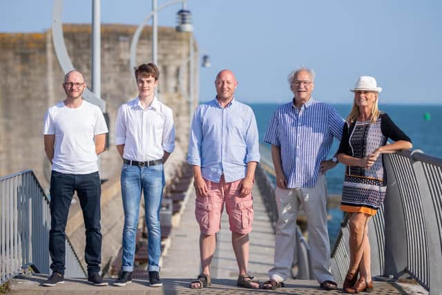 Members of Team Jeeni: (Ieft-to right) Ricky Foyle (Design Director, Gosport), Alisdair Taylor (social media, Old Portsmouth), Andy Stagg (IT Director, Fareham), Mel Croucher (Founding Director, Southsea), Shena Mitchell (Founding Director, Southsea)