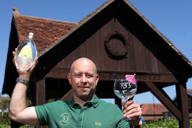 Vic Frankland of 33 Green Bottles, Stubbington, Fareham, has just launched 33 Stubbington gin with his wife, Carla.