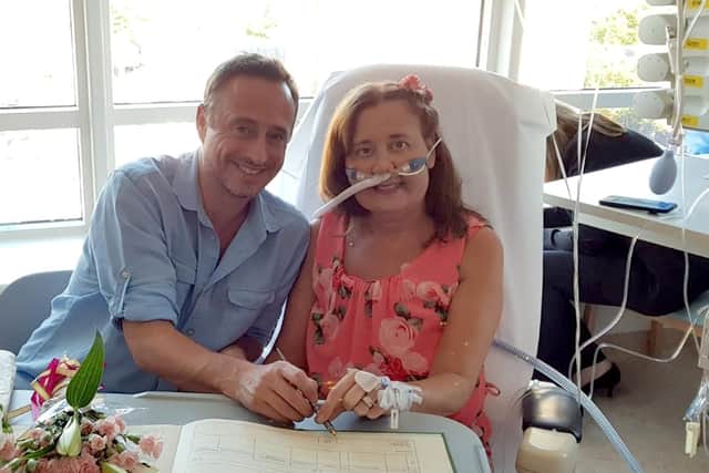 Marcus and Linda Fellowes, from West Meon, got married at QA Hospital on August 2 thanks to the help from ICU staff. Linda was admitted with pneumonia and told she didn't have long to live