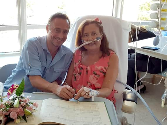 Marcus and Linda Fellowes, from West Meon, got married at QA Hospital on August 2 thanks to the help from ICU staff. Linda was admitted with pneumonia and told she didn't have long to live