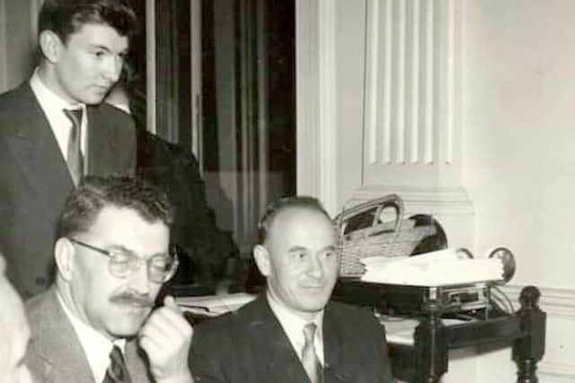 Mike Knipe, then 17, attempting to get an interview with Marshall Ivan Serov in the Keppels Head Hotel, on The Hard, Portsea.